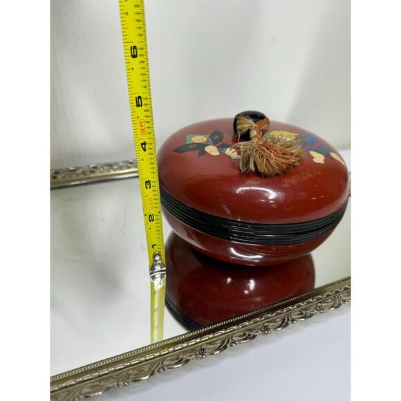 Vintage NYK Shipping Line Japanese Lacquer Powder Bowl, Trinket Box - Picture 7 of 8